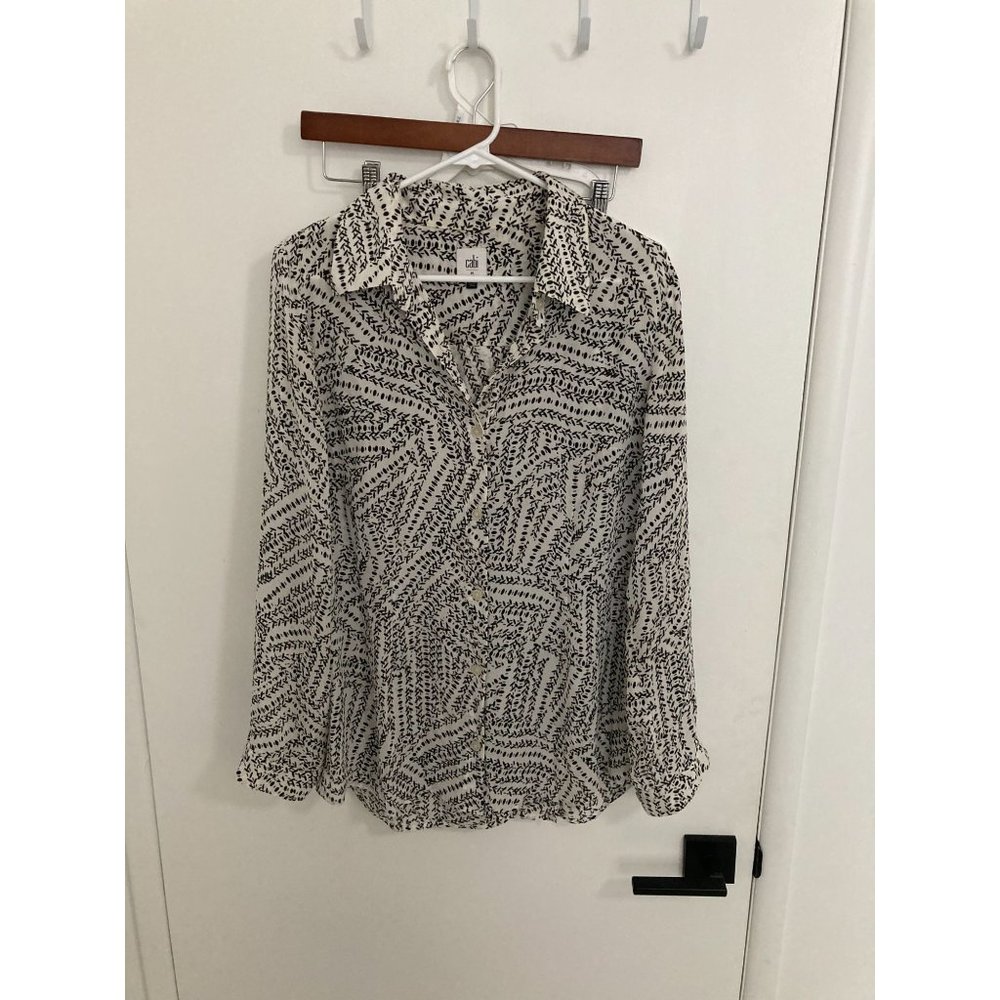 Cabi 3255 Split Back Button Down Printed Blouse, … - image 1